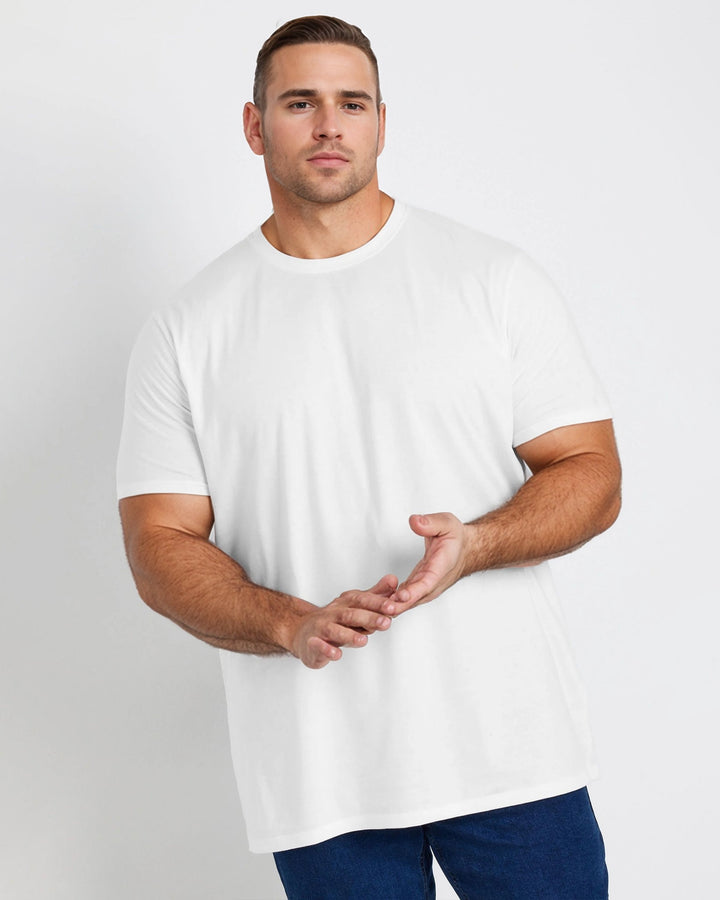 100% Cotton-Pure White Men's Plus Size Short Sleeve T-Shirt