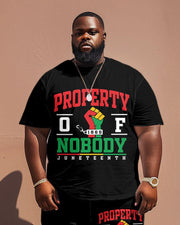 Men's Plus Size Juneteenth Black History Month Fist Print T-Shirt Shorts Suit