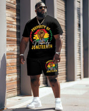 Men's Plus Size Juneteenth Black History Month Fist Print T-Shirt Shorts Suit