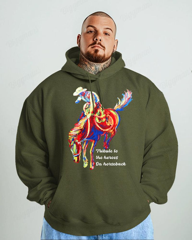 Cotton-Heroic Print On Horse Back Men's Loose Oversized Sweatshirt