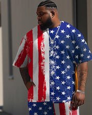 Independence Day Flag Star Print Large Men's Suit