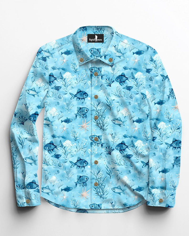 Turquoise Sky Cotton Men's Long Sleeve Levers Shirt