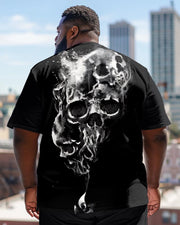 Street Fashion Mist Skull Crewneck Short Sleeve Men's Plus Size T-Shirt