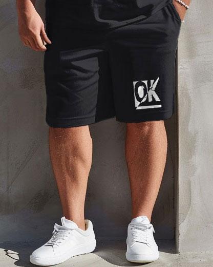 Men's Plus Size Simple Letter Print T-shirt Shorts Suit