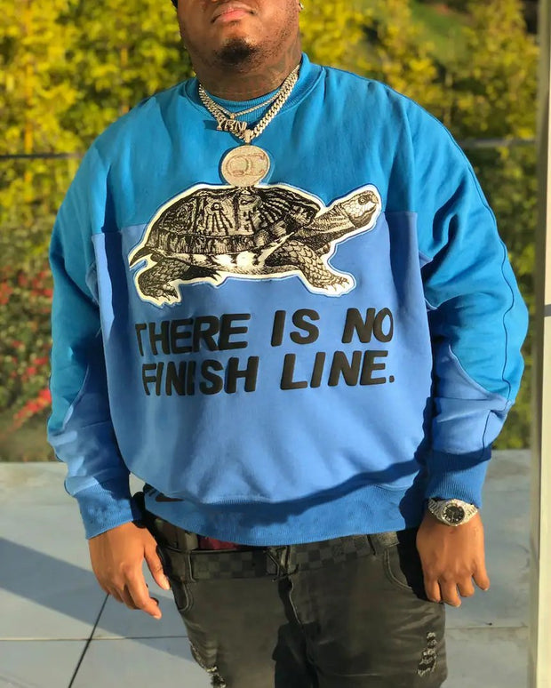 Men's Plus Size Turtle Lettering Print Sweatshirt