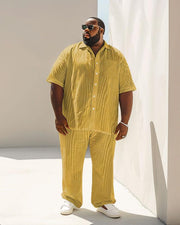 Men's Plus Size Business Color Fabric Short Sleeve Shirt Suit