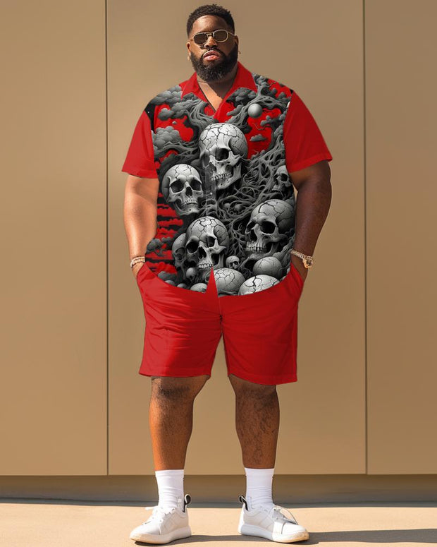 Personalized Skull Print Short-sleeved Shirt Plus Size Men's Suit