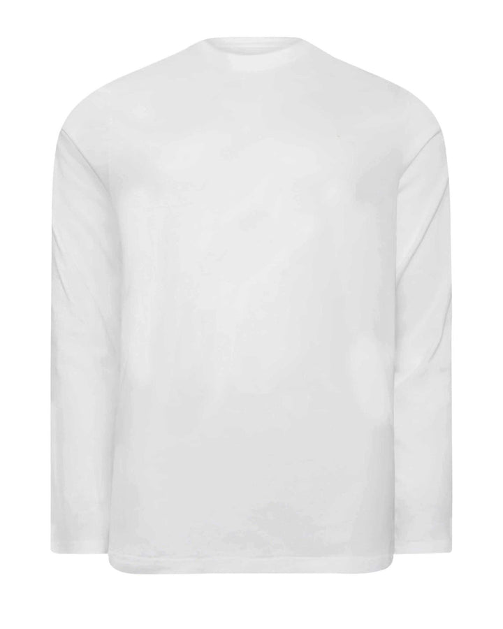 100 Cotton-Men's Solid Color White Long Sleeve T-Shirt