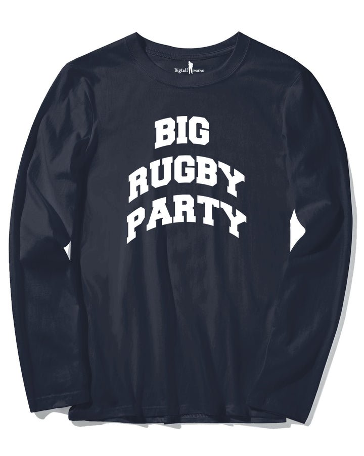 100 Per Cent Cotton-"huge Rugby Party" Slogan Print Long-sleeved T-shirt