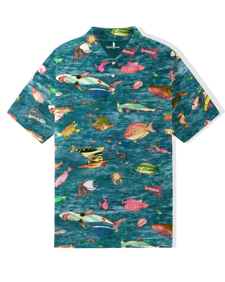 Dream Ocean Turquoise Men's Polo Short Sleeve