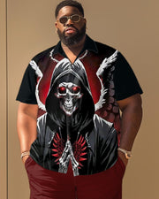 Skull Angel Personalized Short Sleeve Shirt Large Size Men's Suit