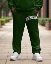 Men's Simple Daily You Matter University Letter Print Plus Size Hoodie Suit