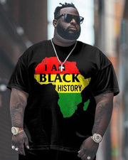 Men's Plus Size Juneteenth Black History Month Colorblock Map Print T-Shirt Trousers Suit