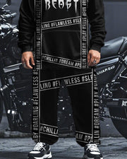 Personalized Letter Print Hooded Sweatshirt Large Size Men's Suit