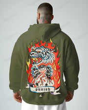 Cotton-Flaming Big Eyes Monster Pattern Printed Men's Loose Oversized Sweat