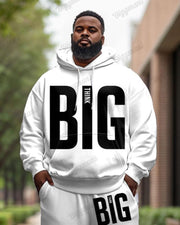 Men's Simple Daily Big Letter Print Plus Size Hoodie Suit