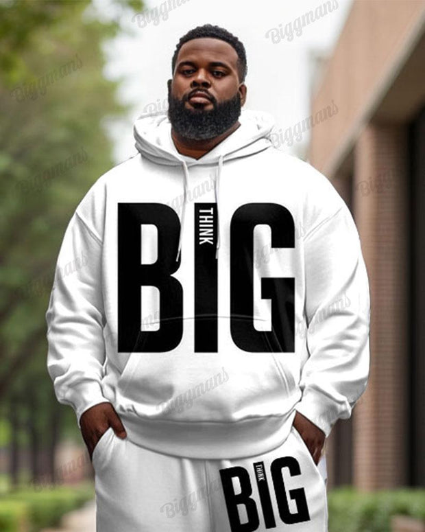 Men's Simple Daily Big Letter Print Plus Size Hoodie Suit