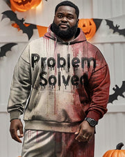 Halloween Blood Problem Monogram Print Hoodie Plus Size Two-piece Set