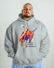 Cotton-Heroic Print On Horse Back Men's Loose Oversized Sweatshirt