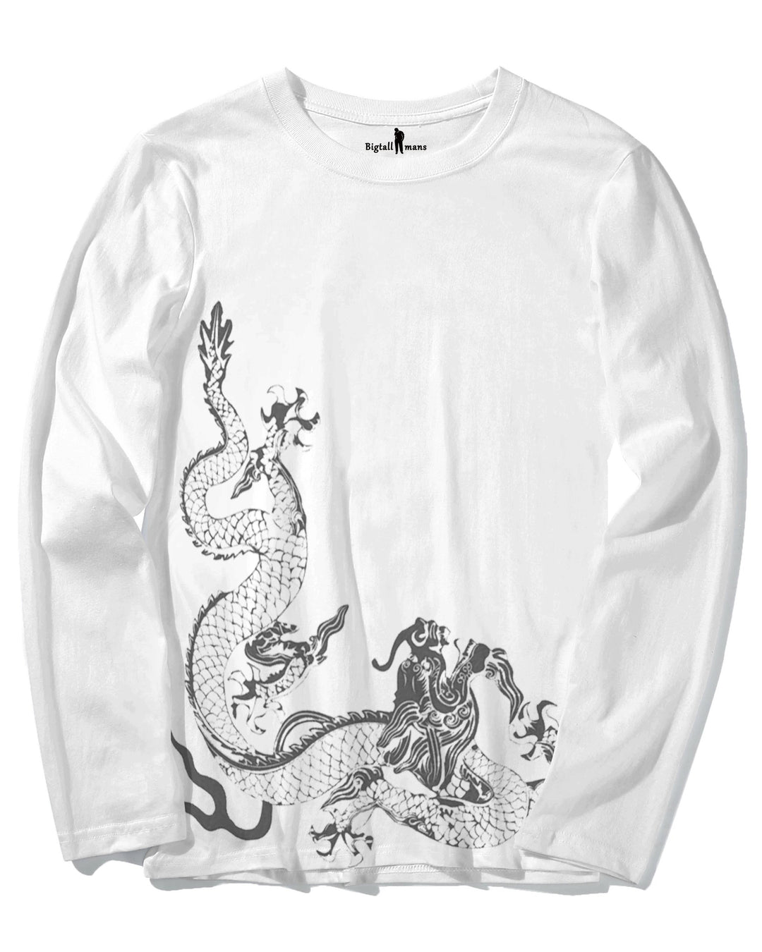 100% Cotton-Men's Mascot "Dragon" Printed Long Sleeve T-Shirt