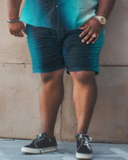 Men's Large Size Gradient Short Sleeve Shirt And Shorts Set