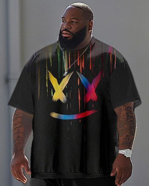 Men's Large Street Casual Graffiti Expression Print T-shirt Trousers Suit