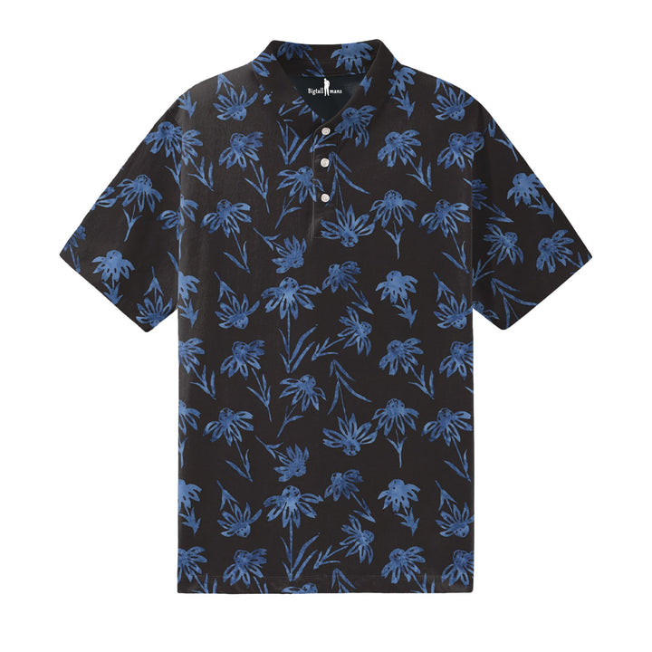 Black Blue Dark Batik Men's Polo Short Sleeve