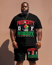 Men's Plus Size Juneteenth Black History Month Fist Print T-Shirt Shorts Suit