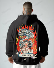 Cotton-Flaming Big Eyes Monster Pattern Printed Men's Loose Oversized Sweat