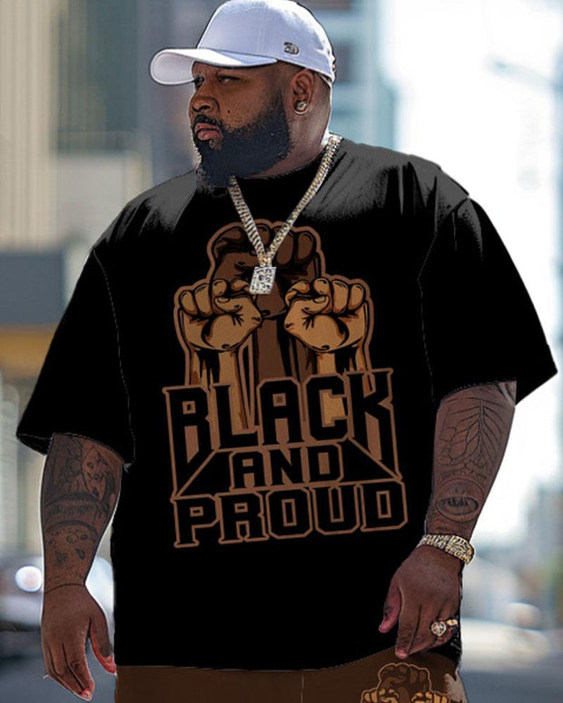Men's Plus Size Juneteenth Black History Month Fist Print T-Shirt Pants Suit