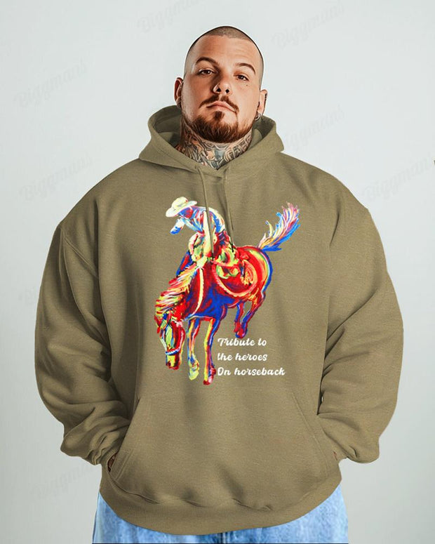 Cotton-Heroic Print On Horse Back Men's Loose Oversized Sweatshirt