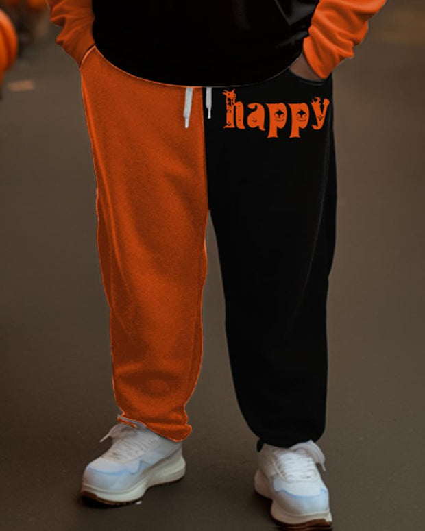 Happy Halloween Print Plus Size Hoodie Suit