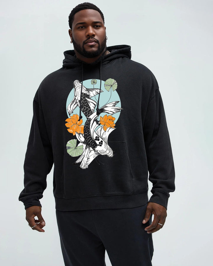 Oriental Koi Men's Oversized Cotton Hoodie