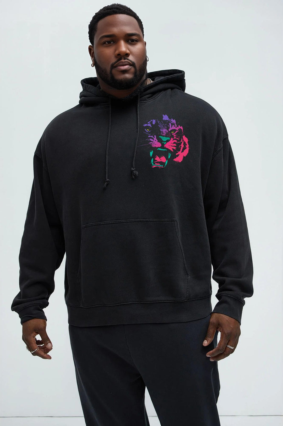 3D Printing Tiger Men's Oversized Cotton Hoodie