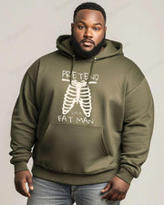 Cotton Material - Pretend I'm A Fat Man Letter Print Men's Loose Oversized Hoodie