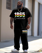 Men's Plus Size Juneteenth Black History Month 1865 Printed T-Shirt Trousers Suit