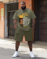 Men's Plus Size Black Fathers Are Kings T-Shirt Shorts Suit