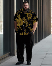 Men's Plus Size Casual Floral Floral Print Short Sleeve Shirt Trousers Suit