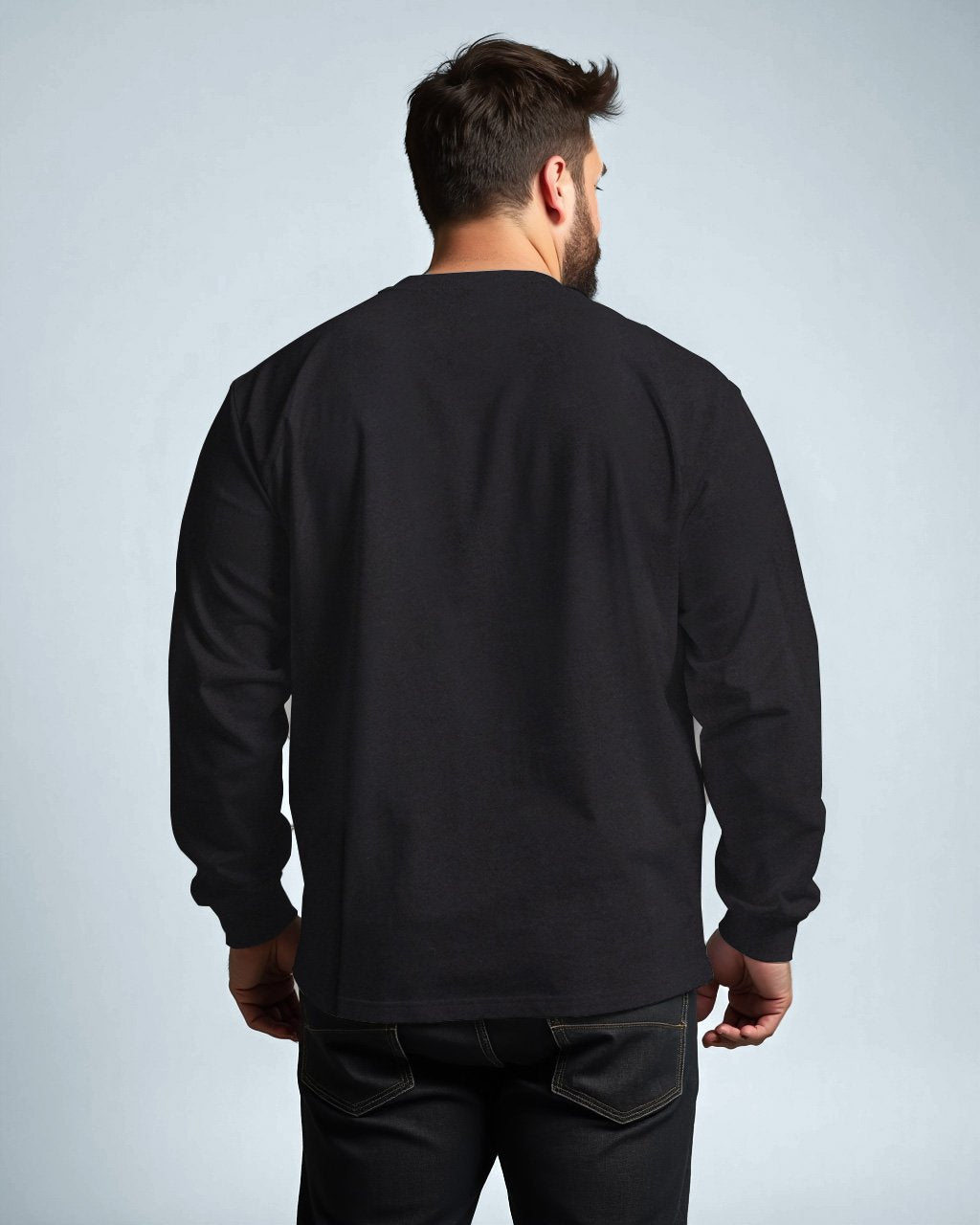 100 Cotton-men's Eco-friendly Charcoal Black Long Sleeve T-shirt