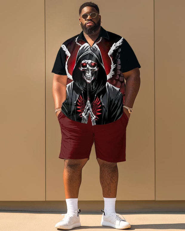 Skull Angel Personalized Short Sleeve Shirt Large Size Men's Suit
