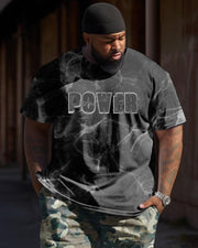 Power Font Simple Print Large Men's Suit