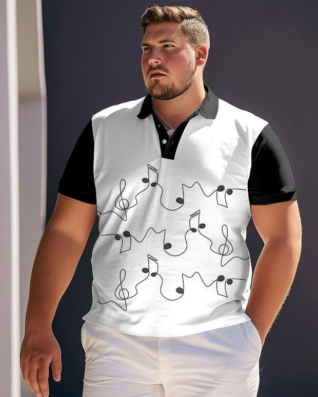 Musical Note Print POLO Large Men's Short Sleeve T-Shirt