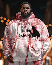 Men's Halloween Whatever You Do Don't Fall Asleep Silhouette Print Plus Size Hoodie Suit