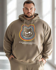 Cotton Material-Rainbow Bear Print Men's Loose Oversized Hoodie