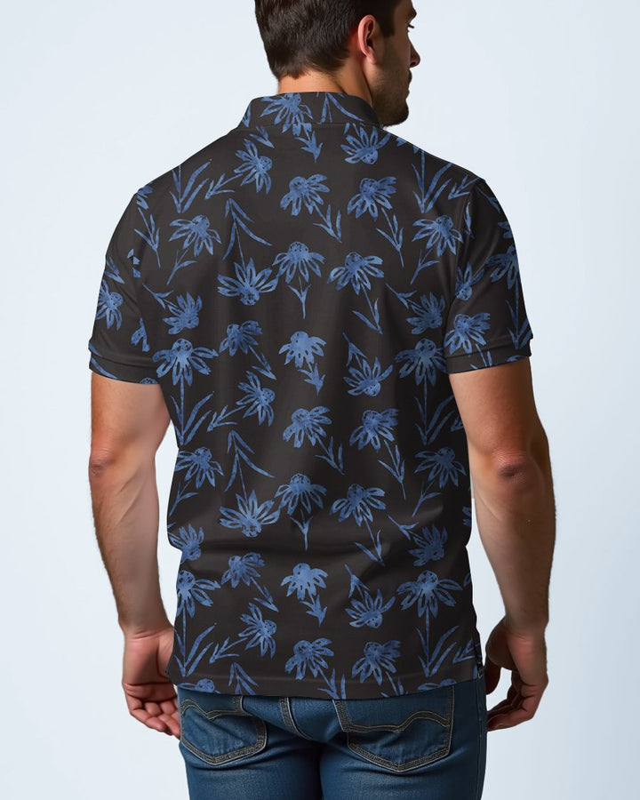 Black Blue Dark Batik Men's Polo Short Sleeve