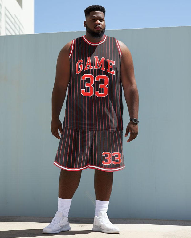 Men's Plus Size Game33 Vest Basketball Sports Two-Piece Suit