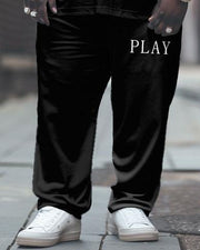 Men's Large Simple Casual Bear Pattern Printed T-shirt Pants Suit