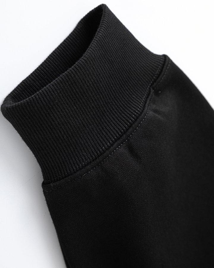 Basic Versatile Black Solid Cotton Hoodie Trousers Suit