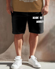 Men's Plus Size Street Casual Angel Rose Print T-Shirt Shorts Suit