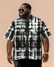 Men's Plus Size Business Simple Tie-dye Printed Short-sleeved Shirt Suit